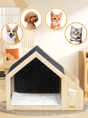 Dog & Cat House with 2 Bowls