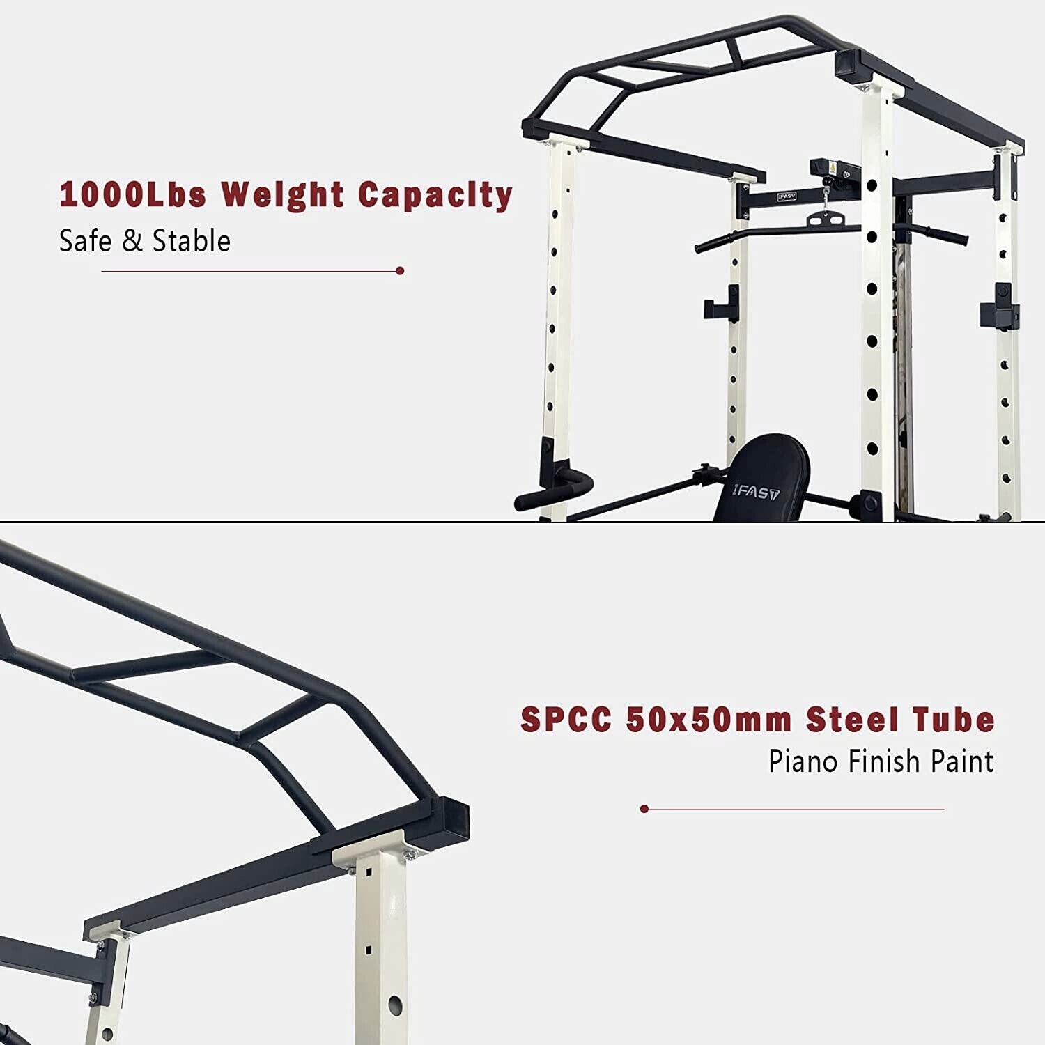Power Cage Squat Rack Stands Gym Equipment 1000-Pound