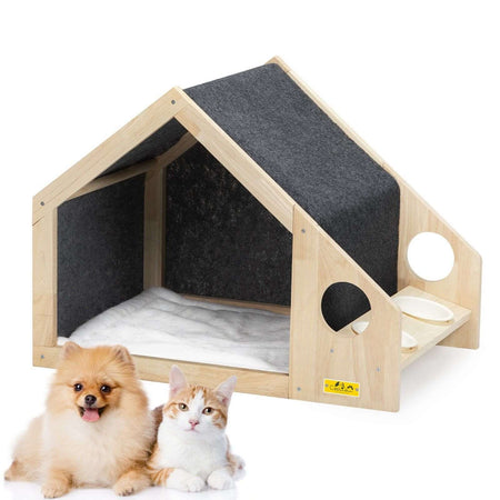Premium Dog & Cat House with 2 Bowls