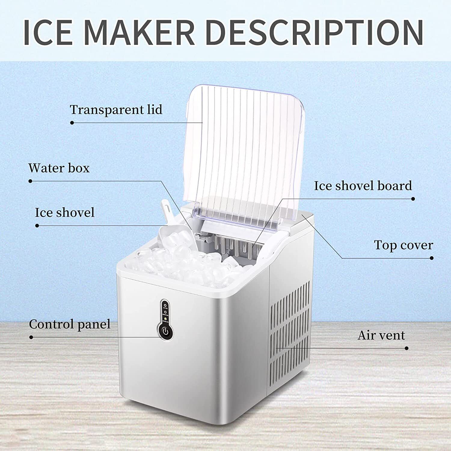 Portable Silver Ice Maker Machine